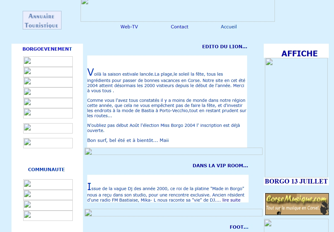 Premier site Internet de Borgo Événement