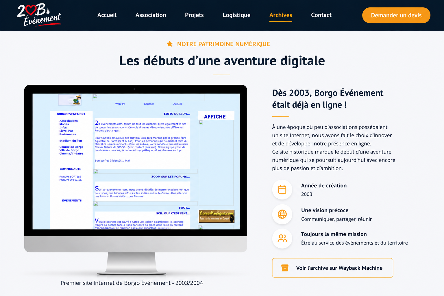 Premier site Internet de Borgo Événement